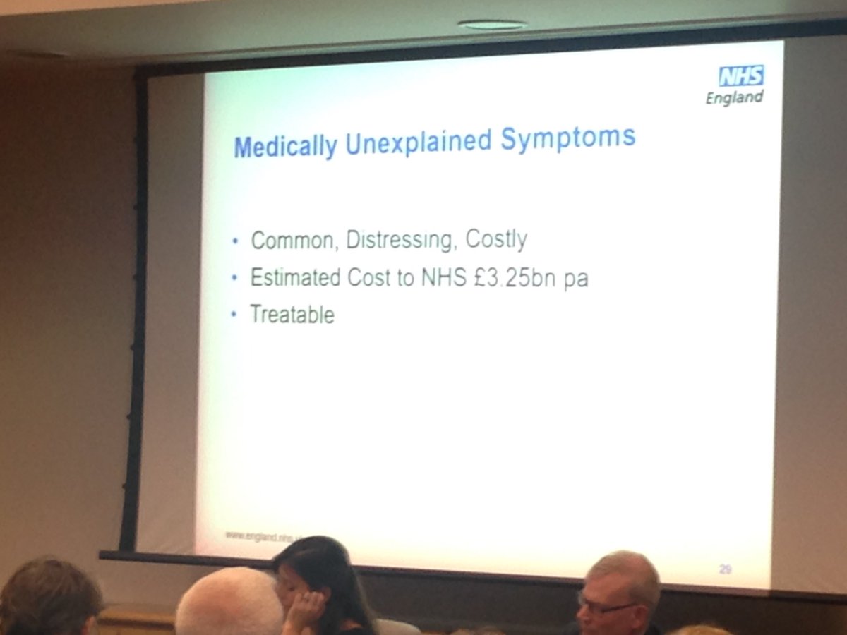 Scientist_Iain's tweet photo. Shocking realisation of the size of the problem from Clare Murdoch National director of mental health. #MUS #medicallyunexplainedsymptoms https://t.co/bS1sbJMtJq