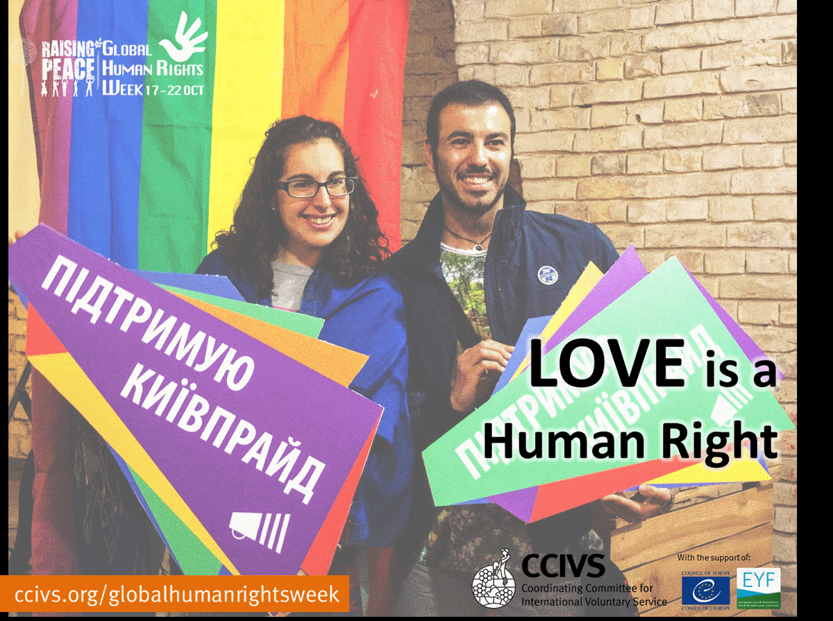 raising_peace's tweet photo. LOVE is a human right. Let’s act 4 Rights on #Gender #Sexuality #LGBTQi Get inspiration #PeaceActionWeek in #Poland: https://t.co/QRlzs0ypUT https://t.co/DQx4GVc80G