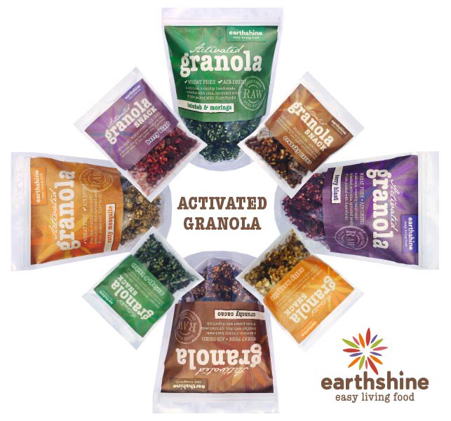 Activated Granola in Crunchy Cacao, Moringa &amp; Baobab, Nutty Mesquite and Berry Blast... #raw #activated #chiaseeds #superfoods