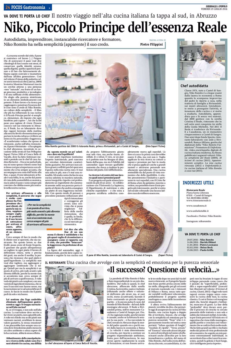 Felici di vedere il progetto di <a href="/NikoRomito/">Niko Romito</a> realizzato! Ce ne aveva parlato: più resa e qualità del cibo negli ospedali #MetodoNikoRomito