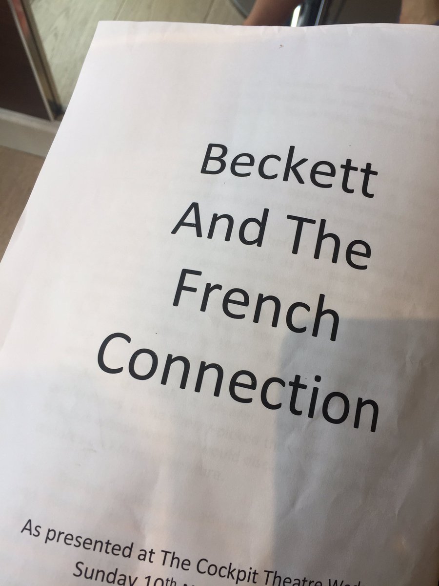 <a href="/cockpittheatre/">The Cockpit</a> <a href="/MappingBeckett/">Mapping Beckett</a>  Reading at this on Sunday thecockpit.org.uk/show/mapping_b… with <a href="/MarinkerPeter/">Peter Marinker</a>