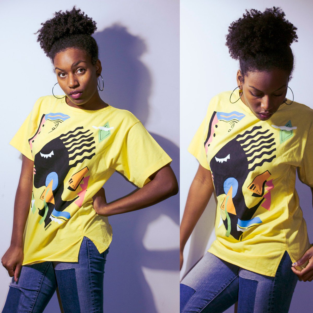 Thriftionary's tweet photo. Just listed this vintage #90s #tshirt on #etsy! It's like afro-vaporwave lol! https://t.co/WDg8SOgyE9 https://t.co/odBx7G1tLH