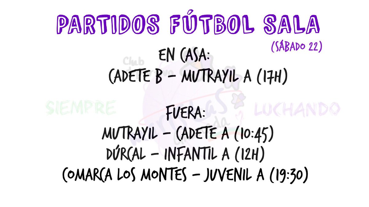 Agenda de nuestros equipos Provinciales <a href="/FutsalMaristas/">CD Maristas FS</a> para el fin de Semana. 

#SiempreLuchando
#MaristasJuegaFS
