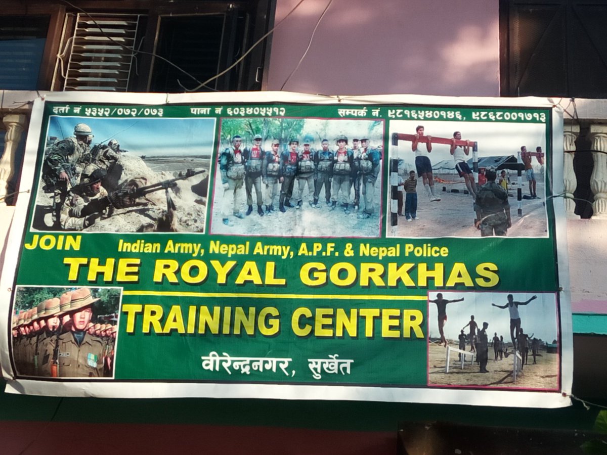 mooglain's tweet image. The Royal Gorkhas Trainning Center. Surkhet indian army, nepal police, A.P.F and police contect number 9816540146