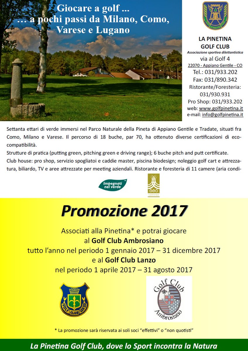 GolfPinetina's tweet photo. Iscriviti alla Pinetina...

e giochi al Golf Ambrosiano e al Golf Lanzo gratuitamente!!! https://t.co/eu7obWV3TC