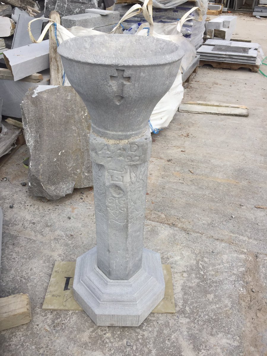 JasGogartyStone's tweet photo. Historical water font dated 1727 cleaned and repaired and mounted on new #rosslimestone base for Donore Church #meath#limestone#boynevalley https://t.co/BPbZSO678s