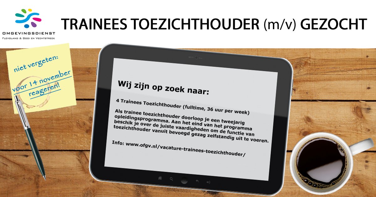 #Vacature! Wij zoeken #trainees #Toezichthouder ofgv.nl/vacature-train… Delen mag!