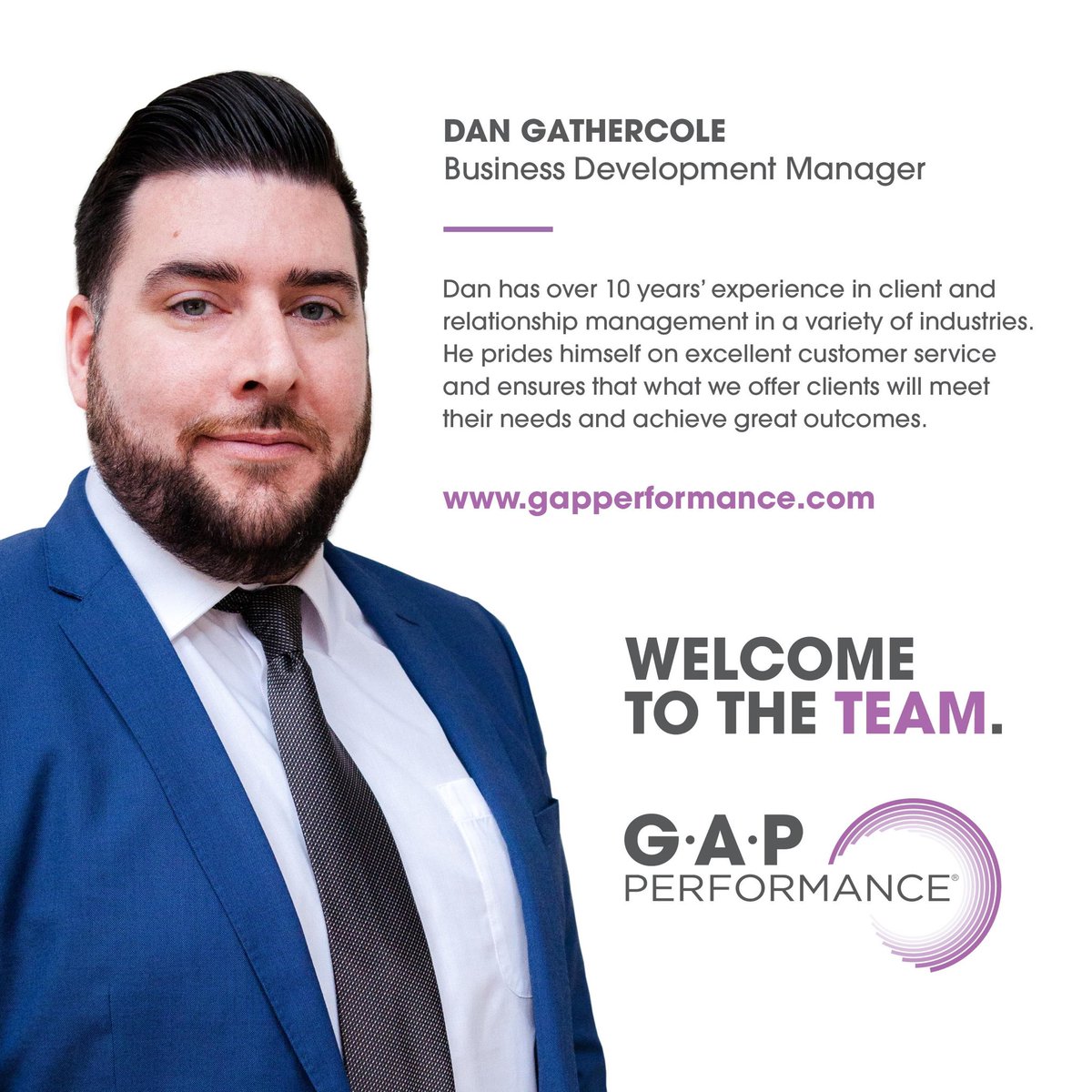 GAPPerformance's tweet image. We are expanding! I would like to welcome our new Business Development Manager, Dan Gathercole to the GAP Performance team. #Growth