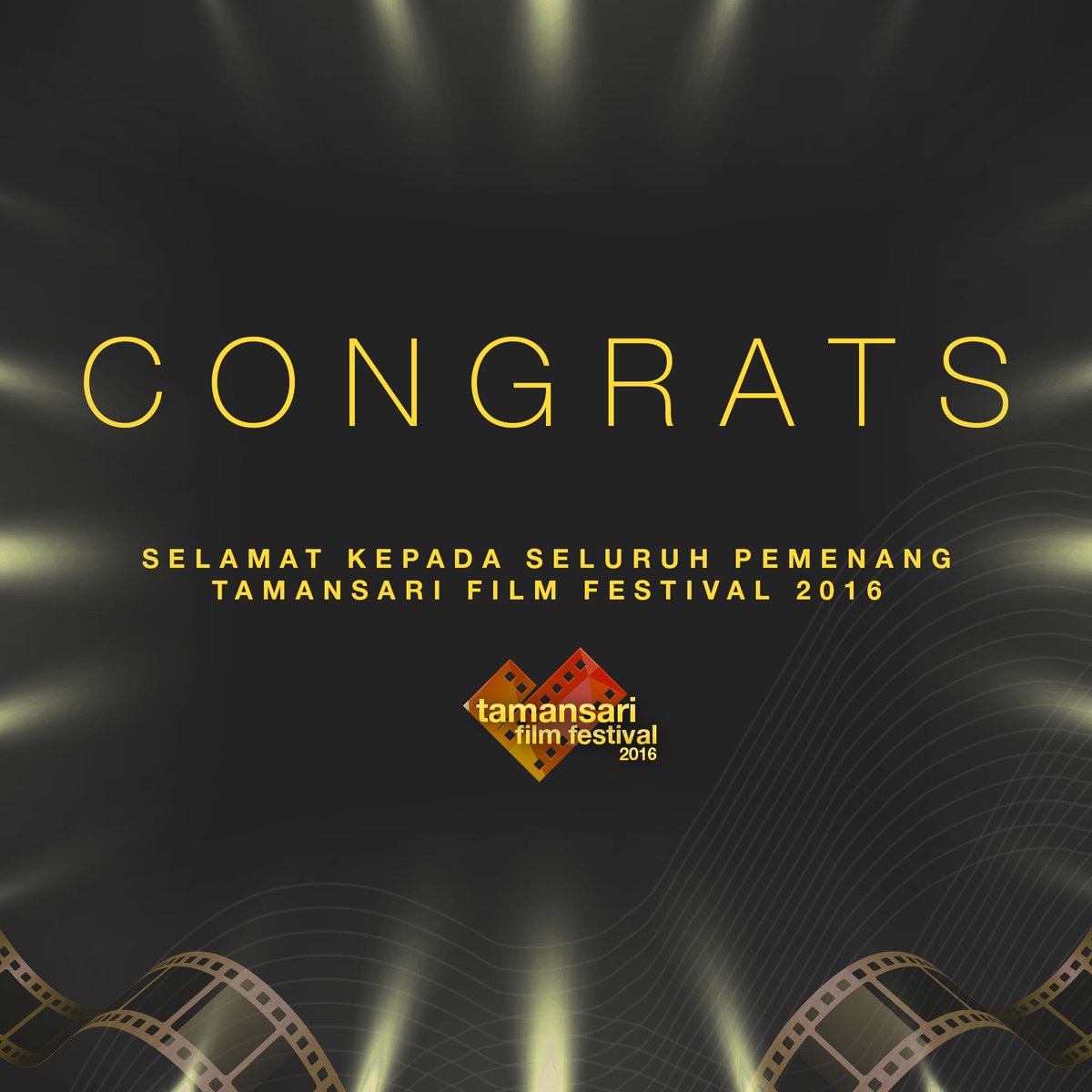 CONGRATULATIONS!

Tamansari Film Festival mengucapkan Selamat kepada seluruh pemenang award Tamansari Film Festival 2016 :) 

#TFF2016