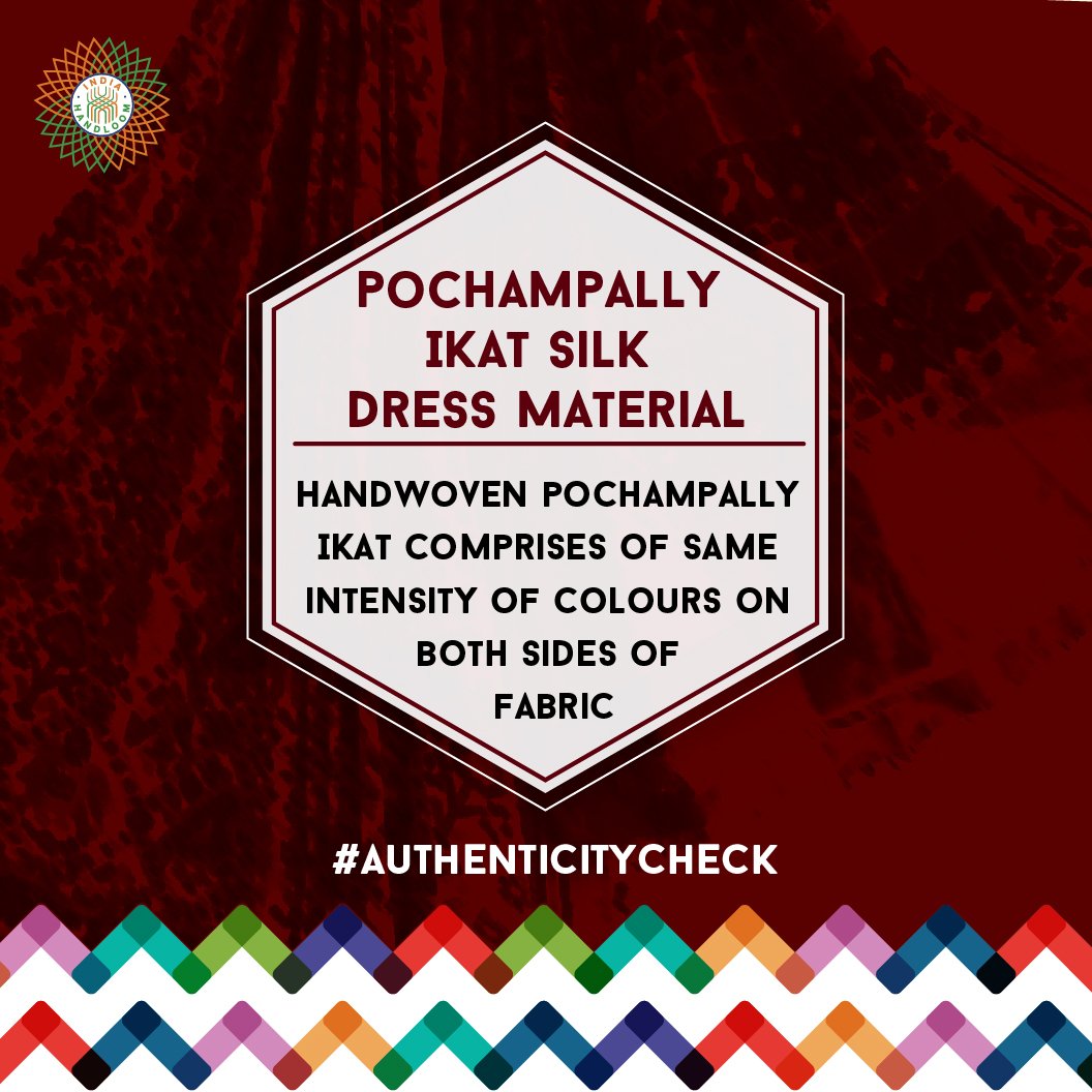 indhandloom's tweet image. An original #PochampallyIkat has same design appearance on both sides of the fabric. #AuthenticityCheck