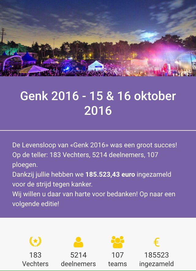 LevensloopGenk's tweet image. Aan iedereen die aan deze supereditie heeft meegewerkt: Bedankt !!!
@Samen_tg_Kanker @stadgenk @wimdries @KoenVanmechelen @frans_loos