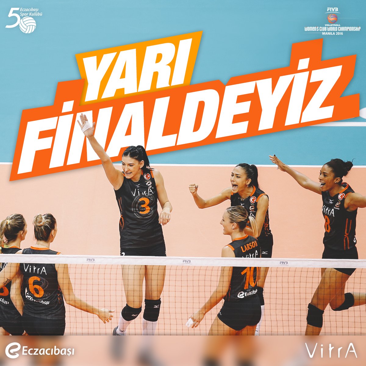 Takımımız #FIVBWomensCWC'de namağlup olarak yarı finalde! #TebriklerKızlar! | We're in the semi-finals! 👏🏼💪🏻 #EczacıbaşıVitrA