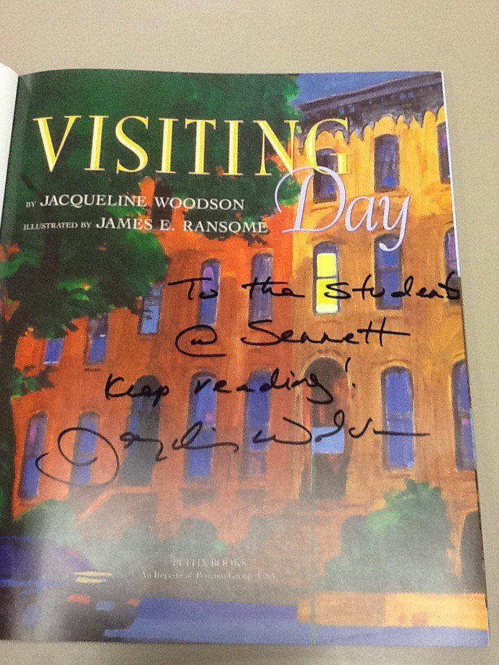 SennettLibrary's tweet photo. We have a new @JackieWoodson book in the library and it's signed by the author!!! So cool!!! #Sennettshines https://t.co/1UsIgN4CP5