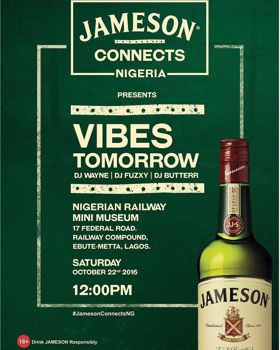 BrandcookNG's tweet photo. #JamesonConnectsNG will be live at the Nigerian Railway Mini Museum in Ebute-Metta. #FreeEntry #FreeFood #FreeCocktail #FreeMusic Be there!! https://t.co/i0eC5UmsJG