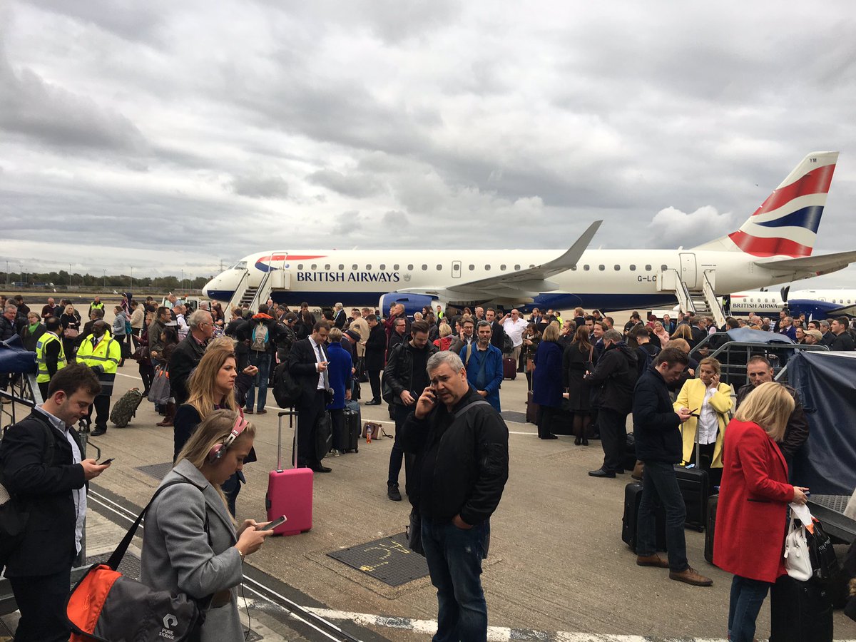 LBC's tweet photo. Chaos at London City Airport today after 'chemical incident' leads to evacuation https://t.co/fNCaBRDrz0 https://t.co/aAKXayQvEj