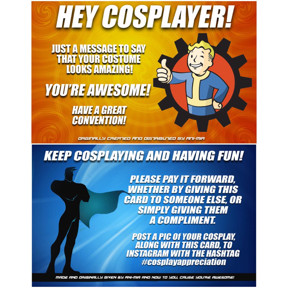AniMiaOfficial's tweet photo. I'm going to have new Cosplayer Appreciation cards to give out at @alamocitycon! https://t.co/tTiciQHcFd