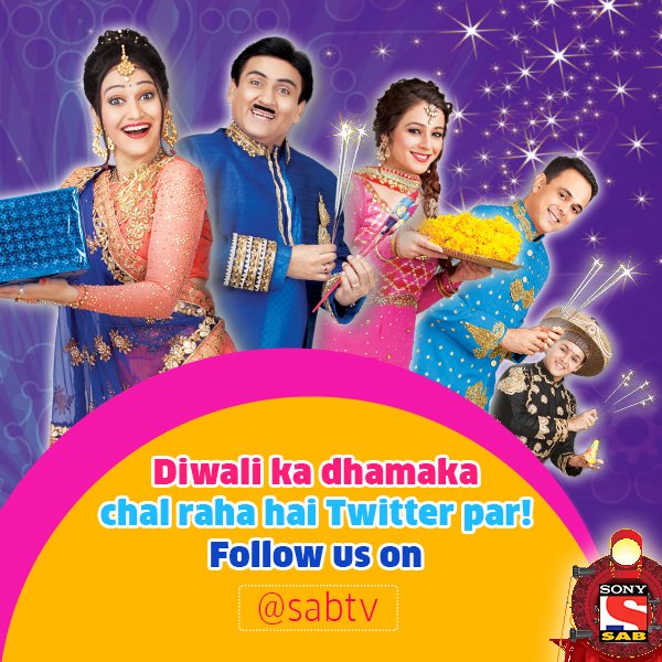 sabtv's tweet photo. Dhoom-dhamake ke saath manayege hum Diwali, only on Twitter! Kya aap humein follow kar rahe hai? Don’t miss out, follow @sabtv! https://t.co/r6jCyk2PTr