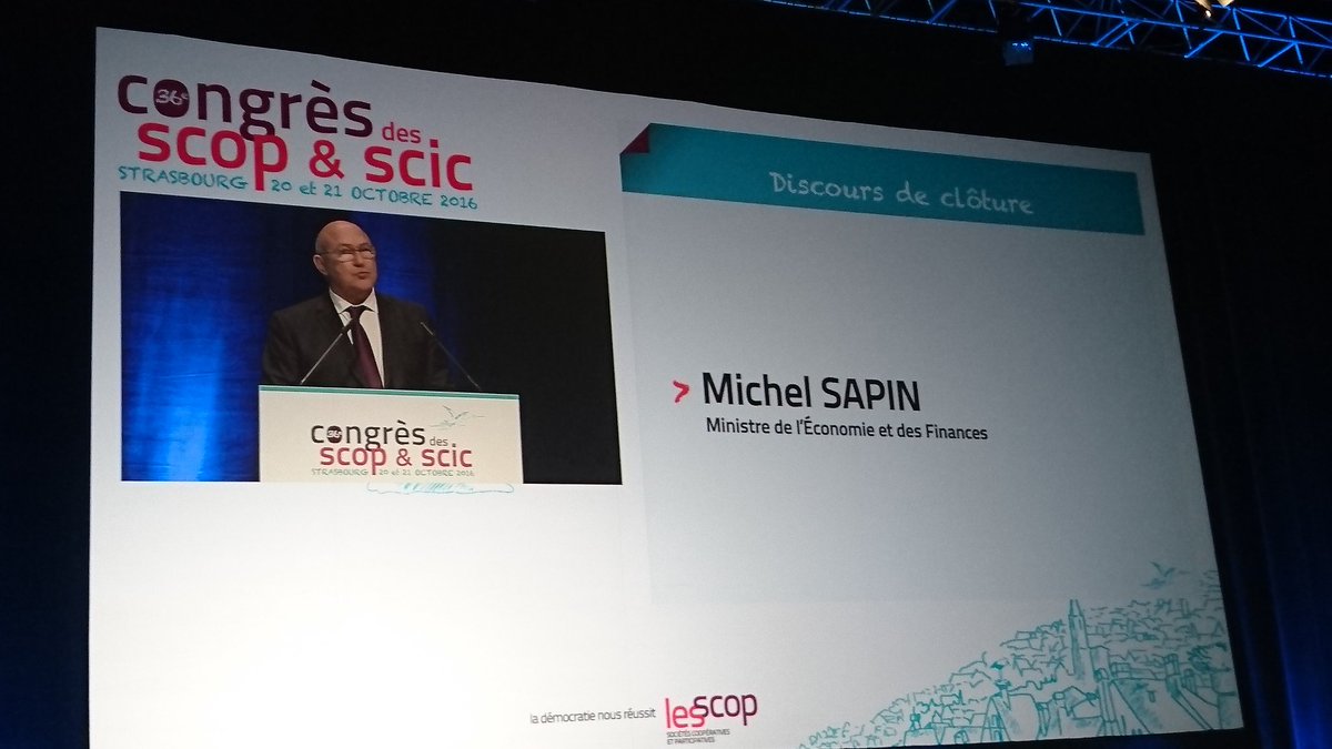 GaelleBriard's tweet photo. Les #SCOOP sont innovantes, elles doivent se multiplier dans cet esprit démocratique au sein de l'#économie selon @MichelSapin #Scop2016 https://t.co/3NtAJcbFbC