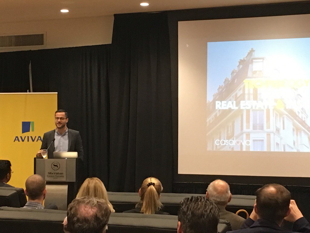 edmeiering's tweet photo. #IBAO16 #AvivaDigitalFirst Ray Taaeb from Casalova describing what happens when Real Estate and Insurance meet Tech https://t.co/zqzG7vhVCs