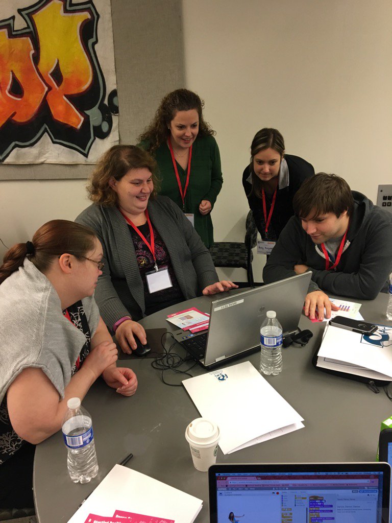 artsimpactcle's tweet image. So glad our partners from @CuyahogaLib are joining us for #hiphopcoding summit today! #CLE