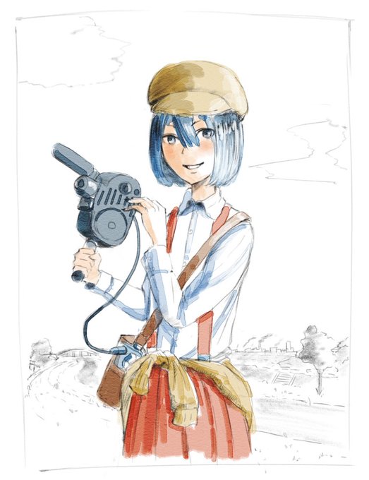 #創作 #イラスト
『8ミリフィルム娘』-水彩風の塗りに挑戦してみた 