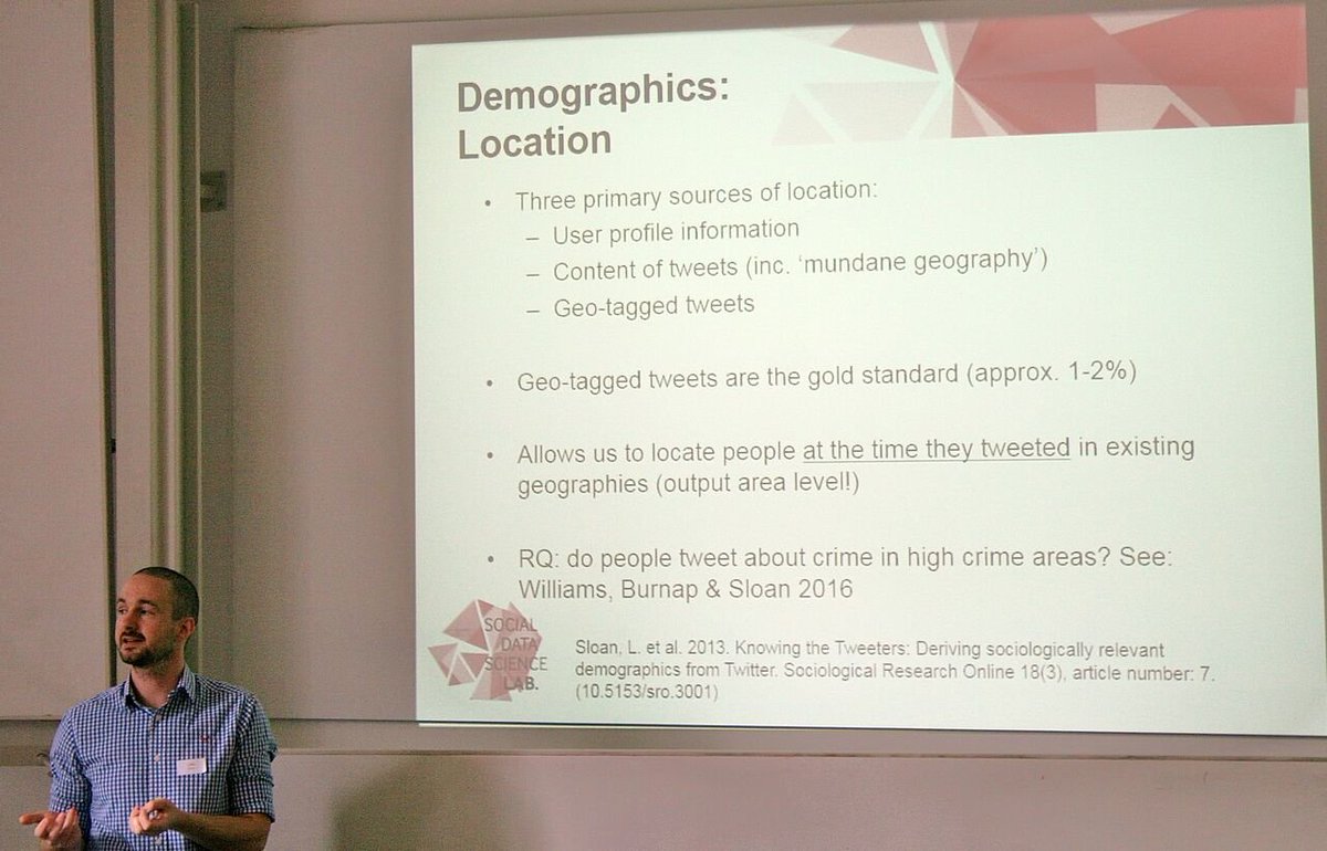tweets_conf's tweet photo. Conference keynote @DrLukeSloan explained that only 1-2% of tweets are sent from a verifiable location https://t.co/nGF4Hn2GEB