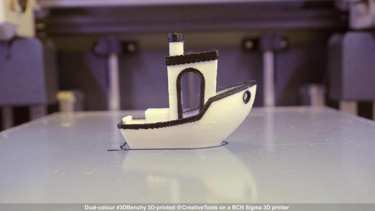 3DBenchy's tweet photo. A few photos of #dualprint #3DBenchy made on #BCNSigma #3Dprinter https://t.co/RcGwAgGKOI @bcn3dtech @HAWK3DPROTO @DanielNoree  #3Dprinting https://t.co/KmdffZ0zF5