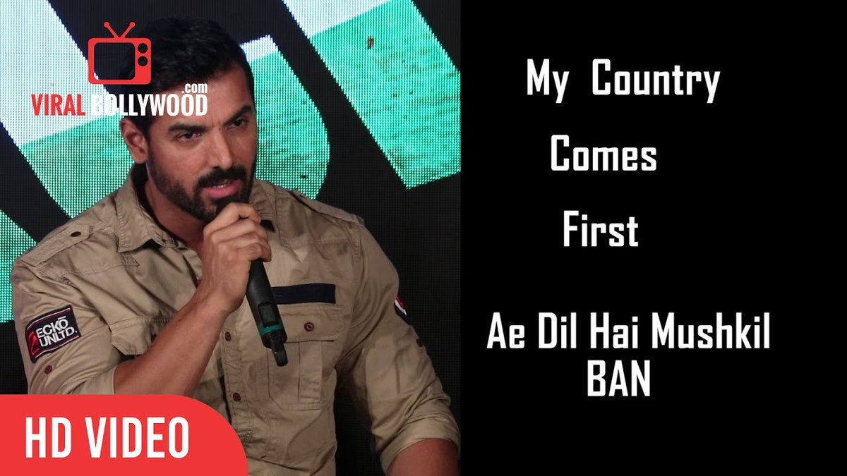viralbollywood's tweet photo. @TheJohnAbraham  Reaction On #AeDilHaiMushkil #ADHMBAN #ReleaseBan | Video | #JohnAbraham 

https://t.co/nd0C8JH24i https://t.co/i8lfQpJMf9