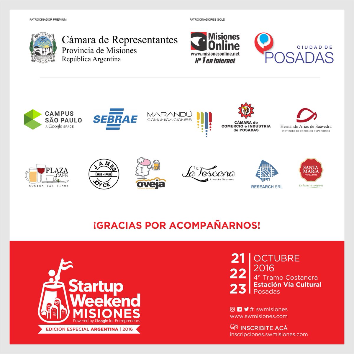 swmisiones's tweet photo. ¡Gracias a todos por hacer posible #SWMisiones! Ultimos preparativos 💻⌛📢📲 #StartupWeekend #SWArgentina en simultáneo. 🚀 #Posadas #Misiones https://t.co/SWOItUEEMt