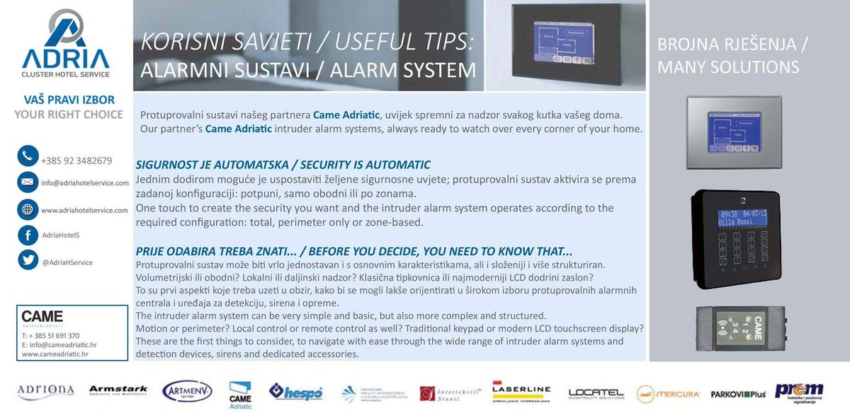 AdriaHService's tweet photo. Novi korisni savjeti u novom ruhu o alarmnim sustavima. / New useful tips in a new light, about alarm systems. 💙 https://t.co/2864YQ92Ak