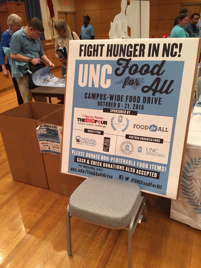 unc_hr's tweet photo. Stop by the @employeeforum table in the Great Hall within @CarolinaUnion & bring items to donate to #UNCFoodForAll! https://t.co/on7M7sbFWx