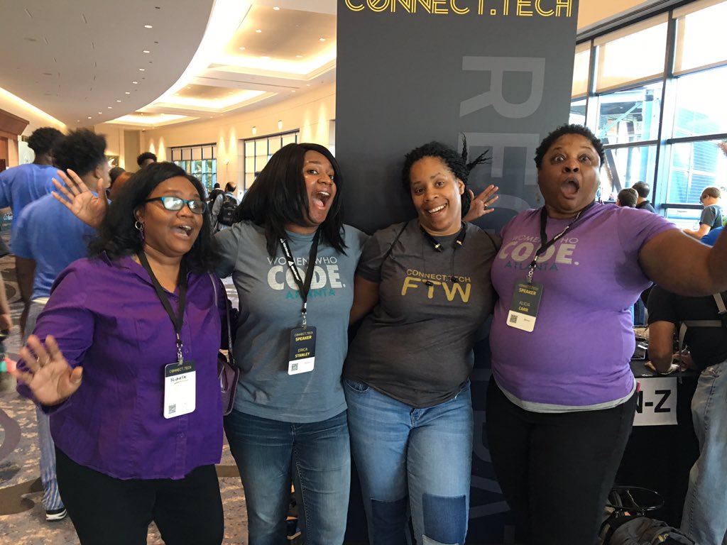 empowered2code's tweet photo. Spending the day #ConnectTech2016 w/ @WWCAtl ladies @connect_js  #womenintech https://t.co/AVtEBnVM2p