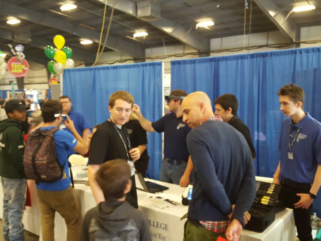 leahycenter's tweet image. Booth all setup. Stop by to talk about our projects and see a demo of #hololens #techjamvt
