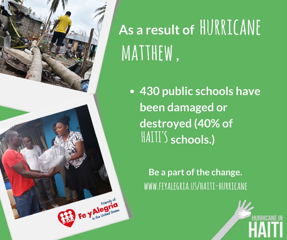 feyalegriaus's tweet image. Over 40% of schools in #Haiti have been affected by #HurricaneMatthew. Collaborate now &amp;amp; be a part of the change: ow.ly/D16S305a3Xo