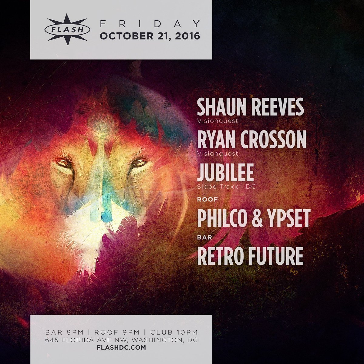 #FlashLifeDC (@flashclubdc) on Twitter photo TN: <a href="/questforce/">Visionquest</a> ft. <a href="/RyanCrosson/">Ryan Crosson</a>, <a href="/ShaunReevesdj/">shaun reeves</a>, <a href="/jubileedc/">jubilee</a>; <a href="/IAMPHILCO/">PHILCO</a>, <a href="/YPSET/">Chris Felinski</a> + more. $12 Adv - Tix: ticketfly.com/purchase/event… TN: <a href="/questforce/">Visionquest</a> ft. <a href="/RyanCrosson/">Ryan Crosson</a>, <a href="/ShaunReevesdj/">shaun reeves</a>, <a href="/jubileedc/">jubilee</a>; <a href="/IAMPHILCO/">PHILCO</a>, <a href="/YPSET/">Chris Felinski</a> + more. $12 Adv - Tix: ticketfly.com/purchase/event…