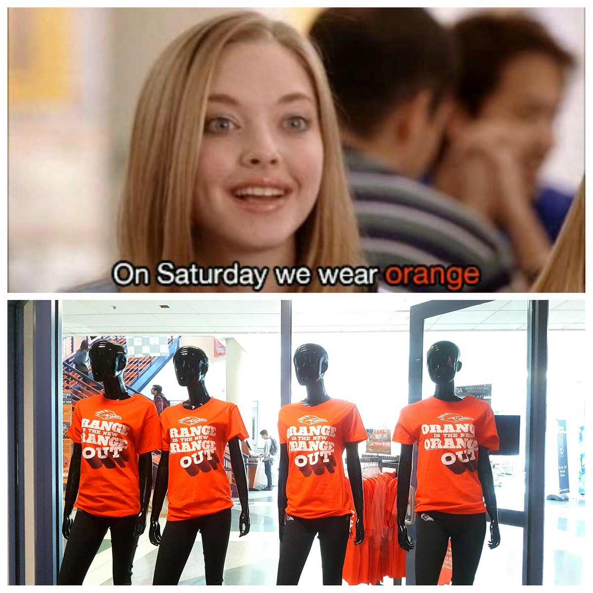 UTSA_Bookstore's tweet photo. On Saturday we wear orange! #UTSA #OrangeOut #homecoming https://t.co/BbbTynBuSj