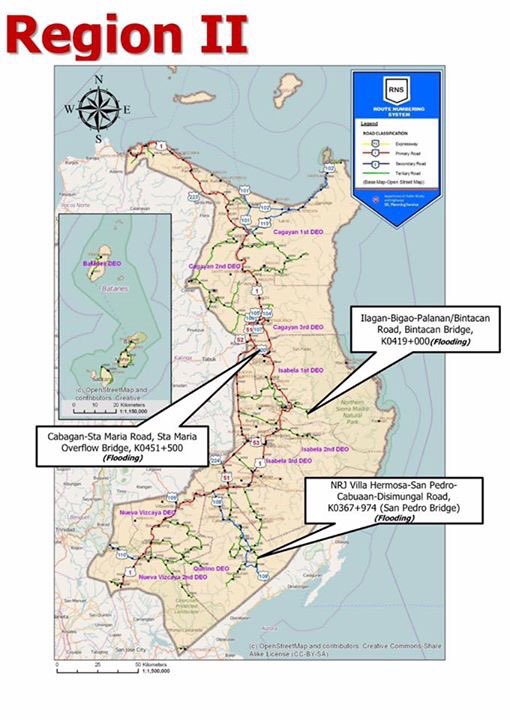 team48response's tweet photo. Road Hazard Report: Region 2. Source @DPWHph #LawinPH https://t.co/6gshuUw3Tx