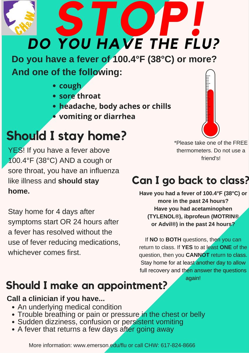 emersonCHW's tweet photo. Have the flu? When to go to class and when to stay home and REST! https://t.co/02uxp6KZgd
