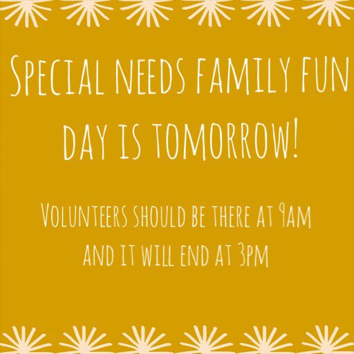 CEC_CCU's tweet photo. Special Needs Family Fun Day is finally here! Volunteers should be there from 9am to 3pm and it's at 3674 Hughes Gasque Road, Aynor, SC https://t.co/8rMyCxgeRX