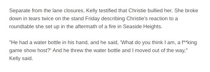 BraddJaffy's tweet photo. Ex-aide says Chris Christie threw a water bottle at her and said "What do you think I am, a fucking game show host?"
https://t.co/bumMmaQxnT https://t.co/7wQpEvp2H7