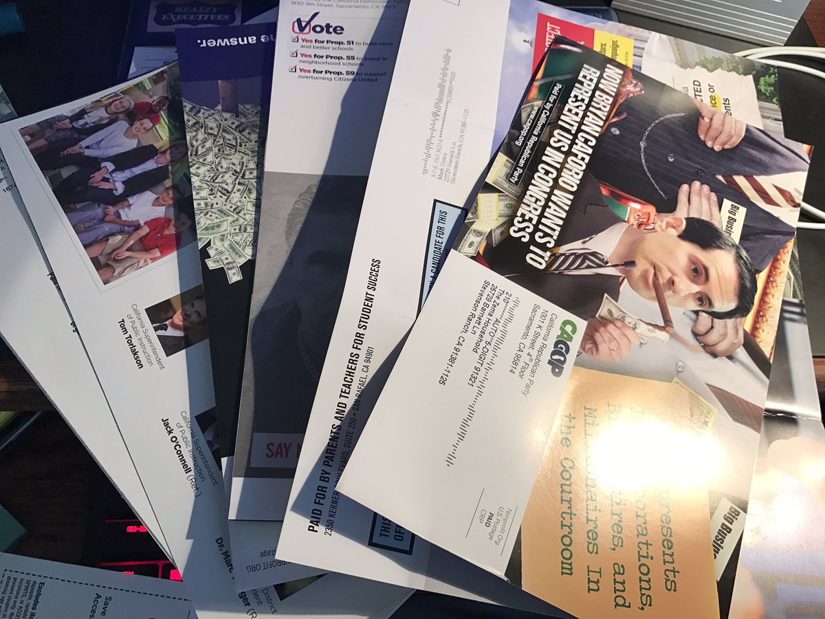 mlzema's tweet photo. Sorting through my mail was pretty easy today. It consisted entirely of flyers from people running for public office☺️ #RoundFile https://t.co/wbjf91rXTs