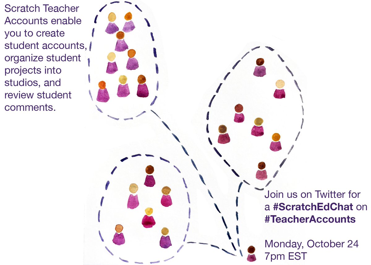 HGSE_CCL's tweet photo. Want to learn more about #TeacherAccounts? Join our #ScratchEdChat, this coming Monday, October 24, at 7pm EST! https://t.co/eNVa8Mnb5H