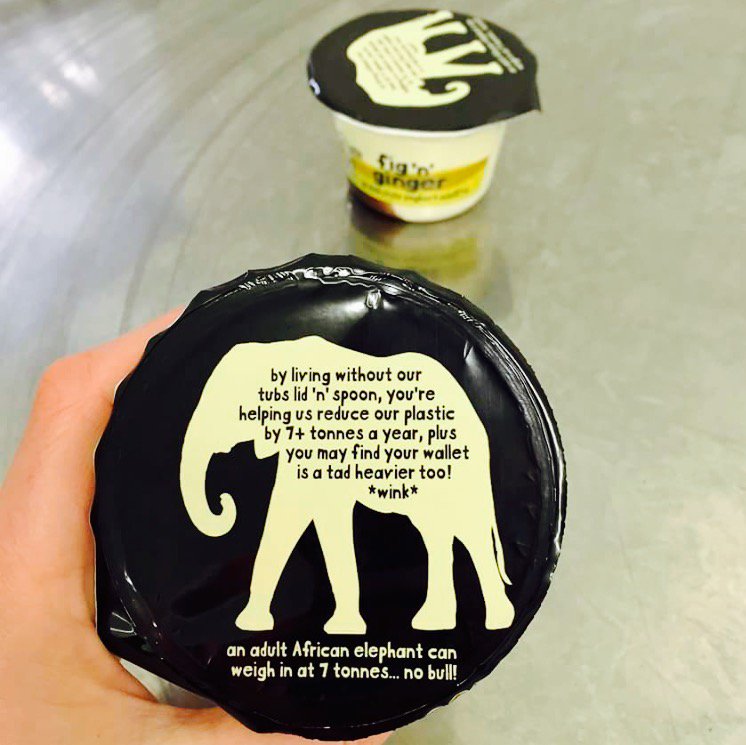 we love our world &amp; to help reduce our plastic consumption we’re removin’ the lid ‘n’ spoon off our greek scoff’rs, no bull! #makingwastefun