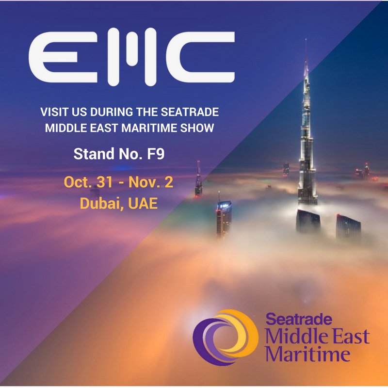 EMCconnected's tweet photo. Seatrade Maritime Middle East kicks off in less than 2 weeks! Come visit EMC Oct 31-Nov 2 at stand no. F9. #SMME16 https://t.co/CgZKhEEbfm https://t.co/U3alijkIRt