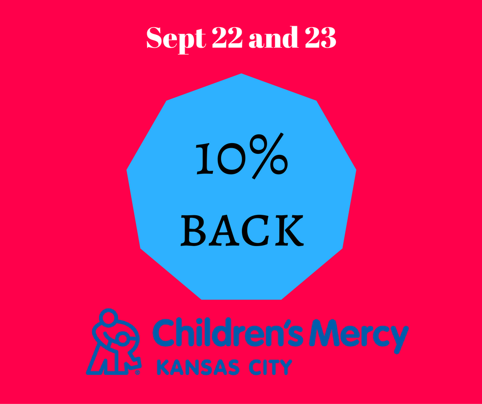 Come in and give back! Shop all weekend and 10% of every purchase will be donated to Children's Mercy Hospital! #ffkc #fleetfeetkc #giveback