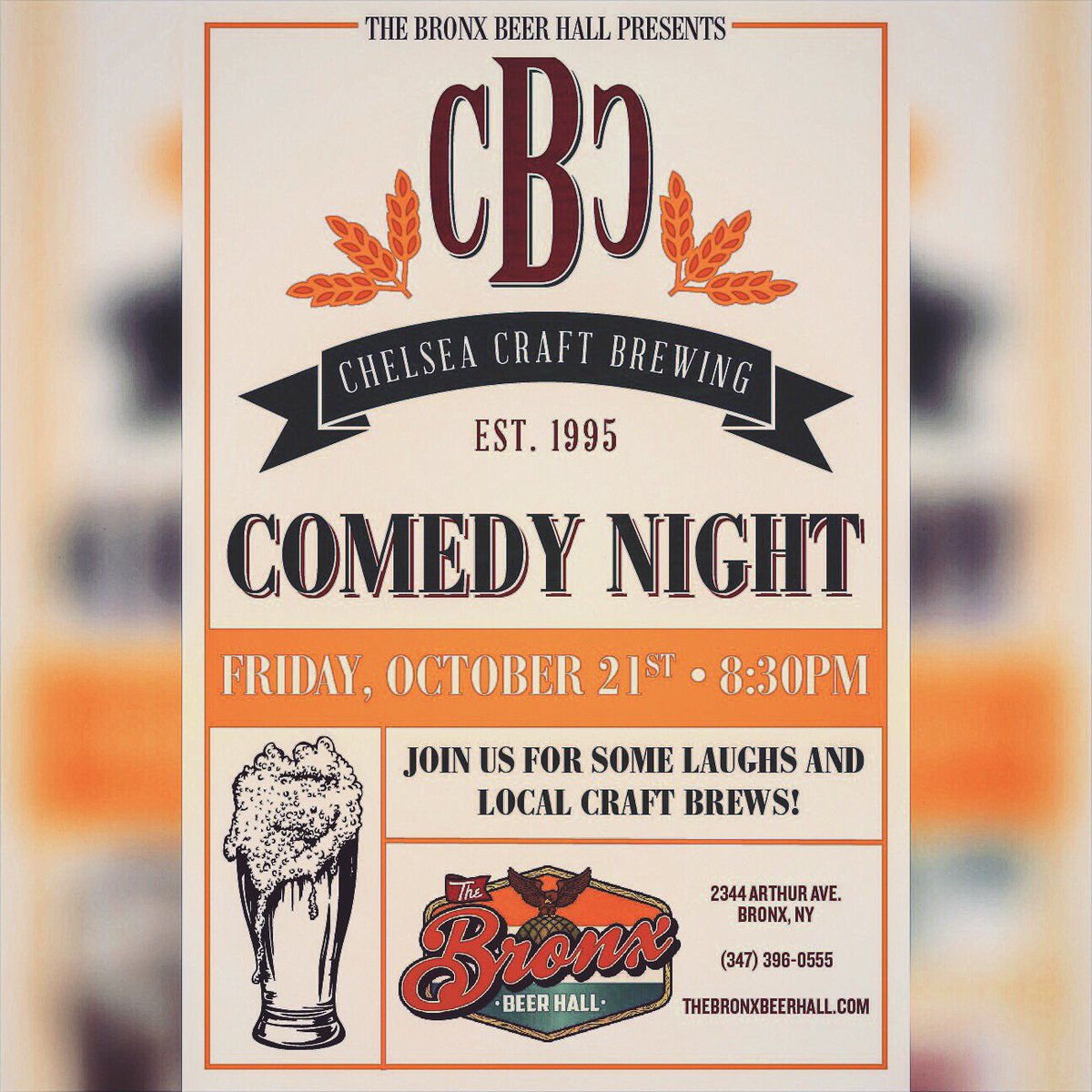 BronxBeerHall's tweet photo. TONIGHT @8:30PM #BronxComedy spnsrd by #ChelseaCraftBrewingCompany! #FreeComedy
#TheBronxBeerHallDoesItBetter https://t.co/MnBwIZ6gD9