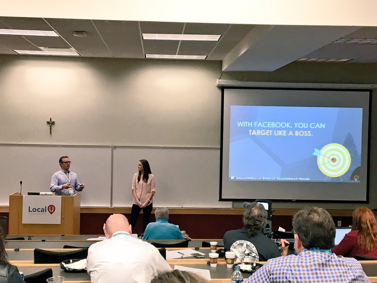 arzeringue's tweet photo. @paulakfrench &amp; @w2scott presenting at #localu on how to target like a boss. @SearchInfluence https://t.co/f4SWwA5CWV