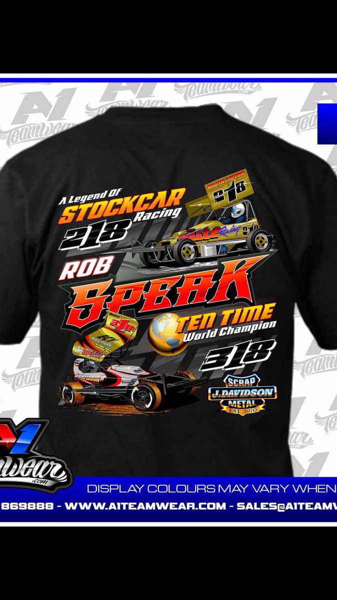 JDavidsonScrap's tweet photo. It's Raceday tomorrow at #Kingslynn don't forget to stop by the #TeamJD Transporter for your limited #RobSpeak legend tshirt! https://t.co/uLauZMrF7P