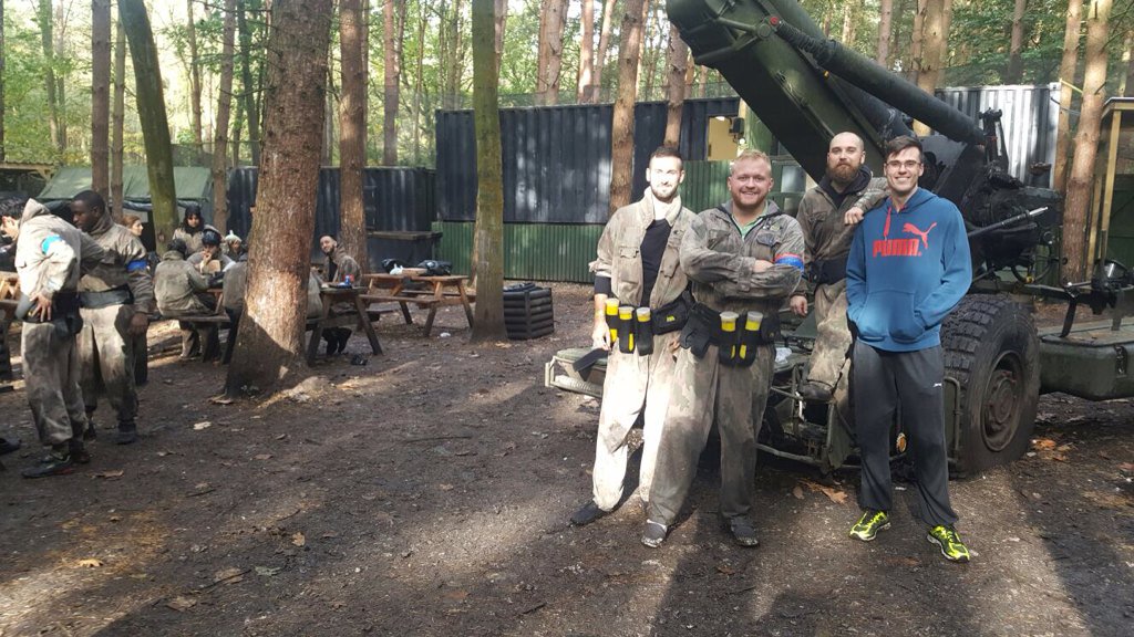 Great day out today paintballing with the team! Now going to wind down and drink cocktails and beers at the #DR :)