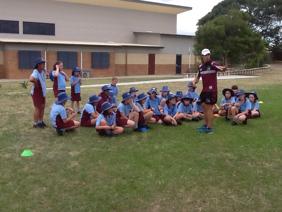 StBPE's tweet photo. Year 5 and 6 students honing their footy skills with Glen Walker from Queensland Touch. https://t.co/c6N8sDxIJi